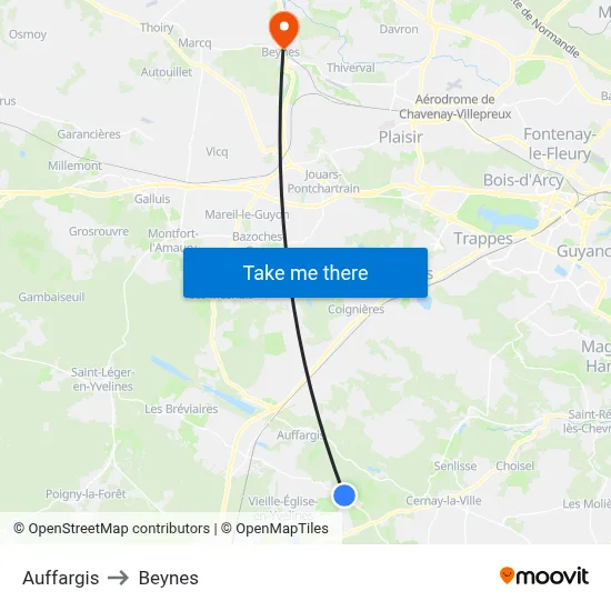 Auffargis to Beynes map