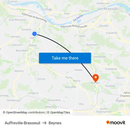 Auffreville-Brasseuil to Beynes map