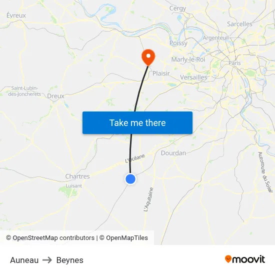 Auneau to Beynes map