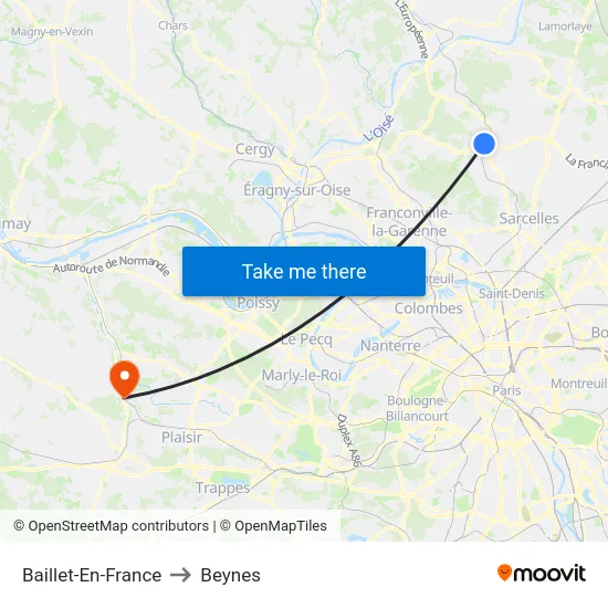 Baillet-En-France to Beynes map