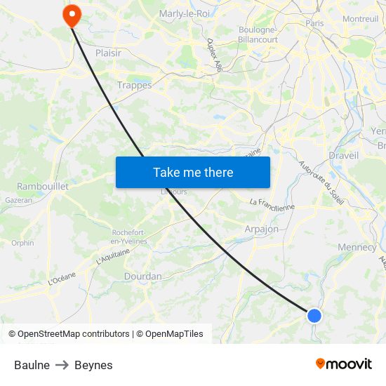 Baulne to Beynes map