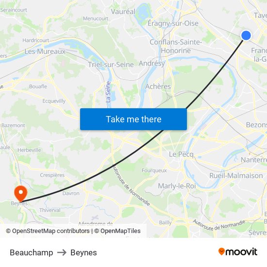 Beauchamp to Beynes map