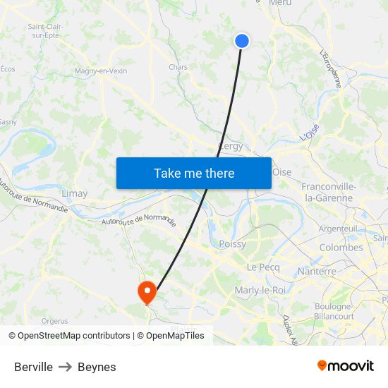 Berville to Beynes map