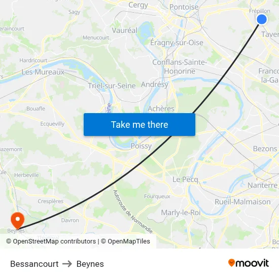Bessancourt to Beynes map