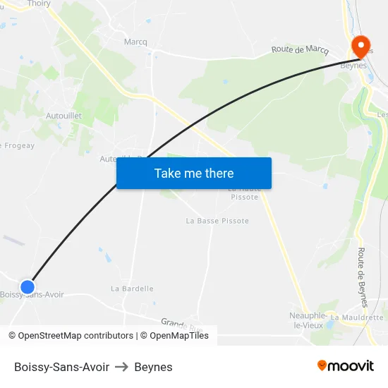 Boissy-Sans-Avoir to Beynes map