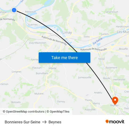 Bonnieres-Sur-Seine to Beynes map