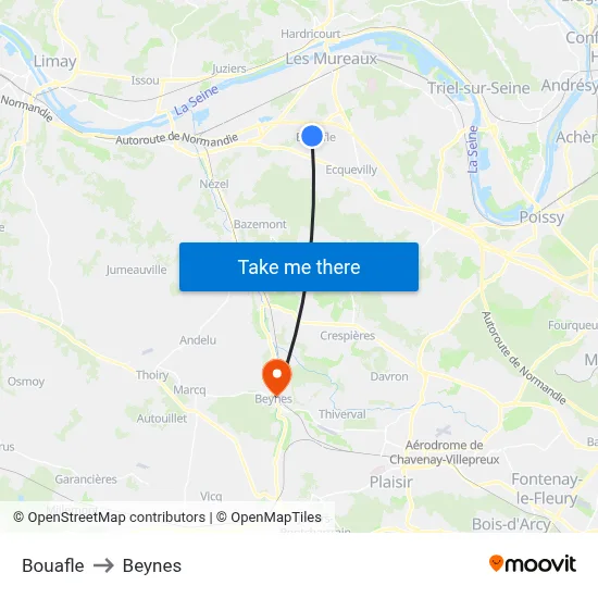 Bouafle to Beynes map