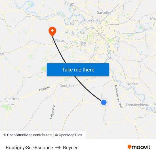 Boutigny-Sur-Essonne to Beynes map