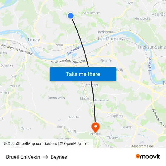 Brueil-En-Vexin to Beynes map