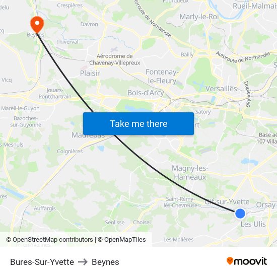 Bures-Sur-Yvette to Beynes map