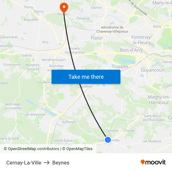Cernay-La-Ville to Beynes map