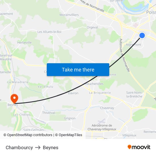 Chambourcy to Beynes map