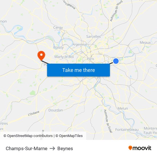 Champs-Sur-Marne to Beynes map