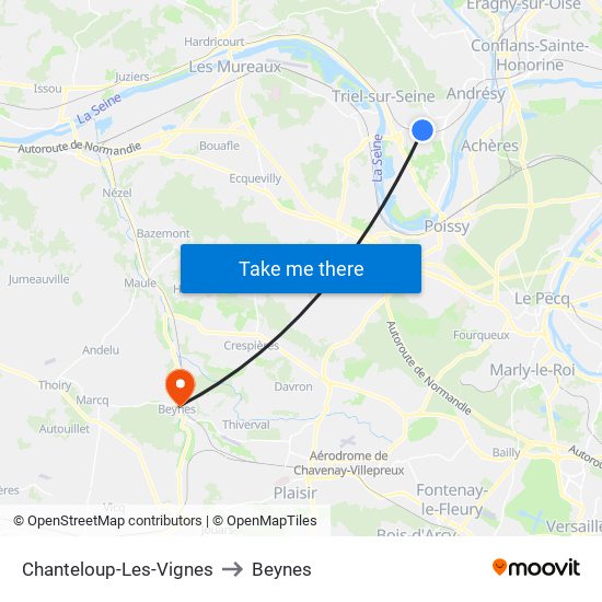 Chanteloup-Les-Vignes to Beynes map