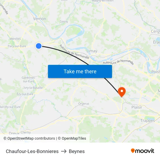 Chaufour-Les-Bonnieres to Beynes map