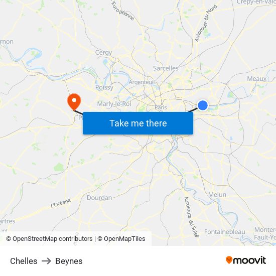 Chelles to Beynes map