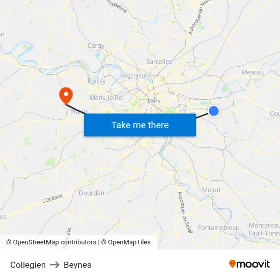 Collegien to Beynes map