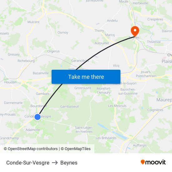 Conde-Sur-Vesgre to Beynes map