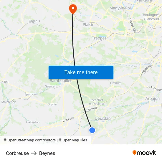Corbreuse to Beynes map
