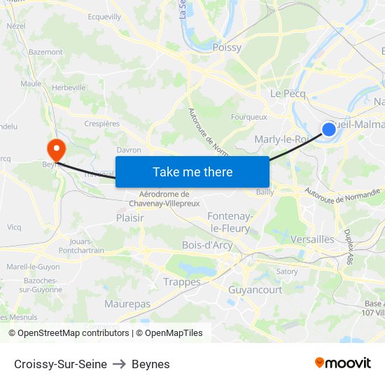 Croissy-Sur-Seine to Beynes map