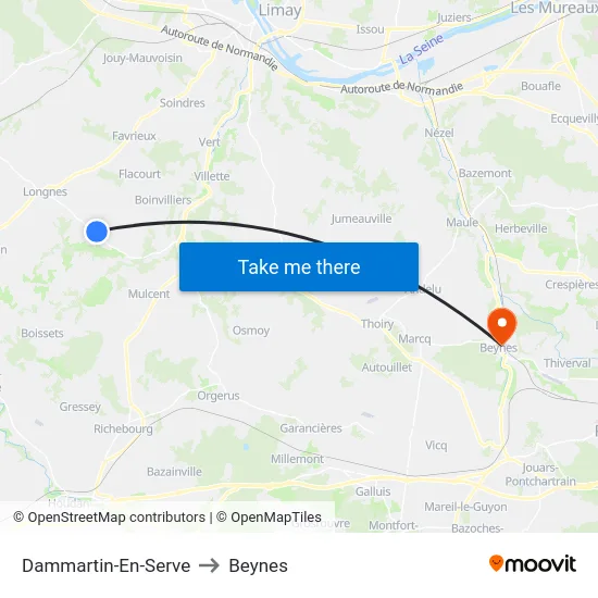 Dammartin-En-Serve to Beynes map