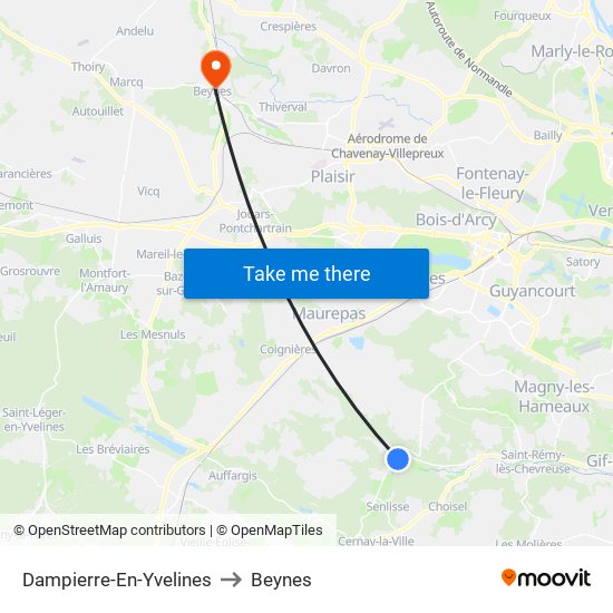 Dampierre-En-Yvelines to Beynes map