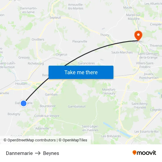 Dannemarie to Beynes map