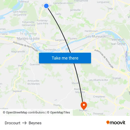 Drocourt to Beynes map