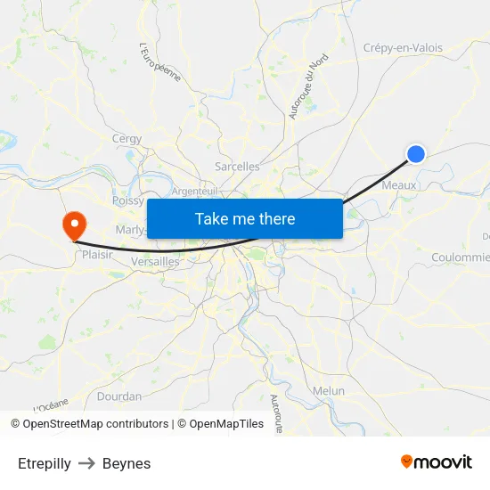 Etrepilly to Beynes map