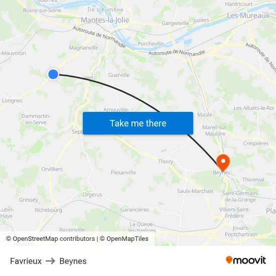 Favrieux to Beynes map