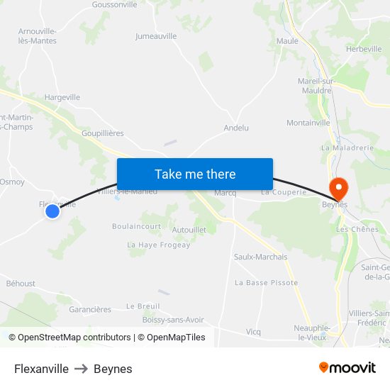 Flexanville to Beynes map