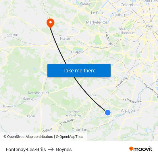 Fontenay-Les-Briis to Beynes map