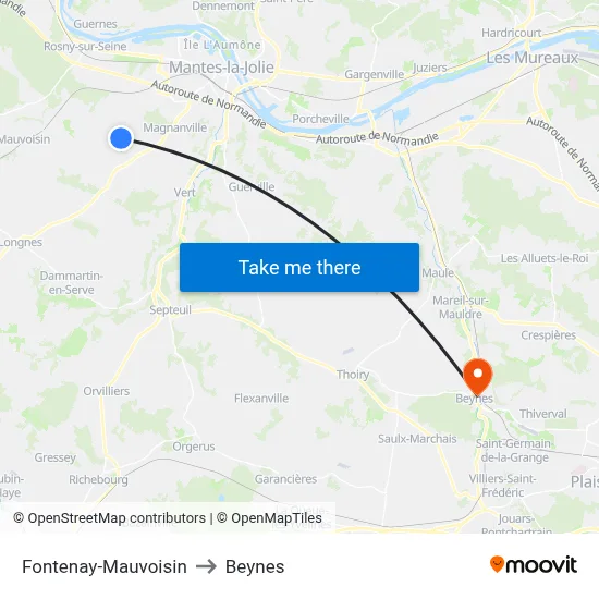 Fontenay-Mauvoisin to Beynes map