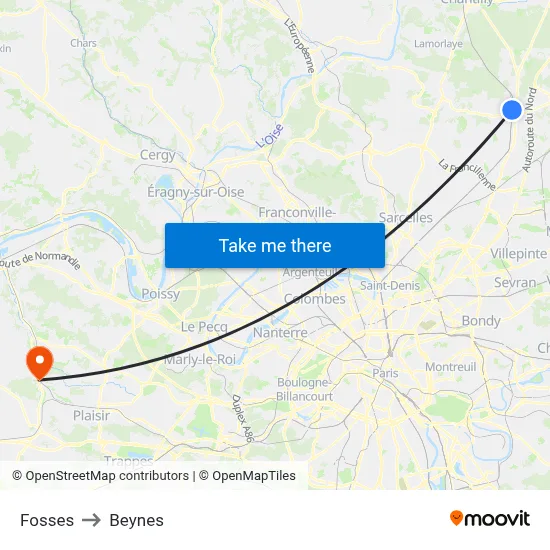 Fosses to Beynes map