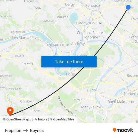Frepillon to Beynes map