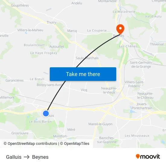 Galluis to Beynes map