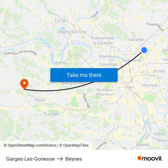 Garges-Les-Gonesse to Beynes map