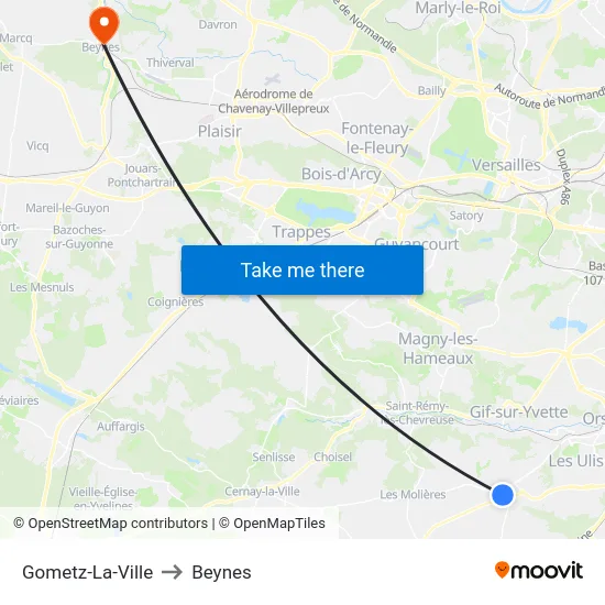 Gometz-La-Ville to Beynes map