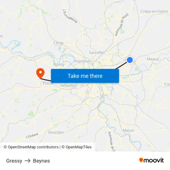 Gressy to Beynes map