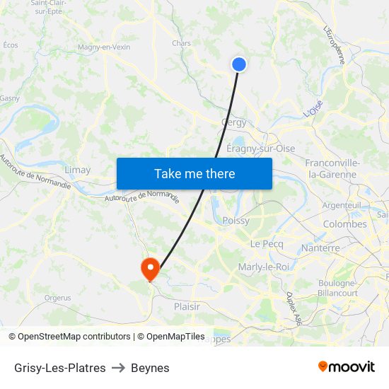 Grisy-Les-Platres to Beynes map