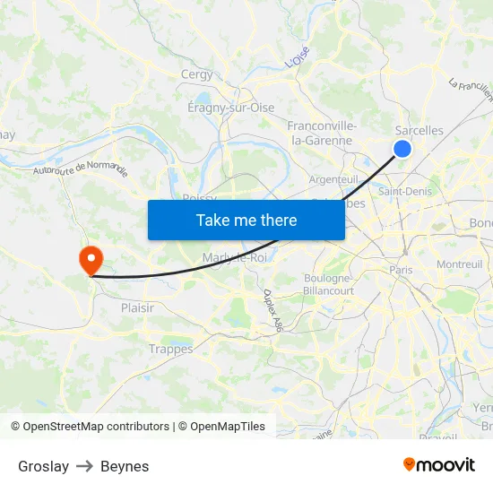 Groslay to Beynes map