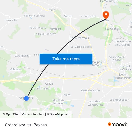 Grosrouvre to Beynes map