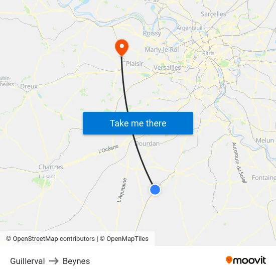 Guillerval to Beynes map