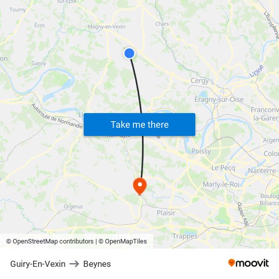 Guiry-En-Vexin to Beynes map