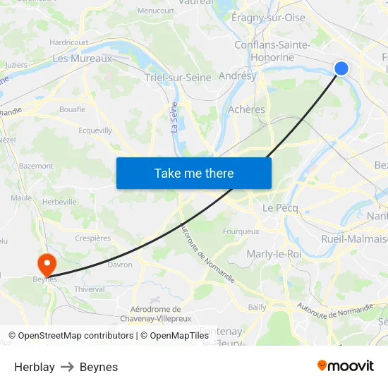 Herblay to Beynes map