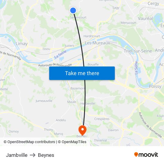 Jambville to Beynes map