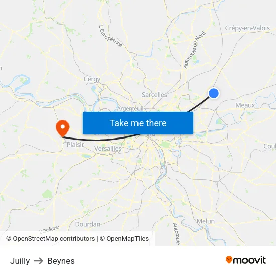 Juilly to Beynes map