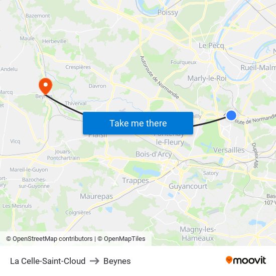 La Celle-Saint-Cloud to Beynes map