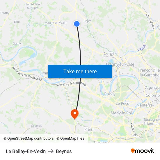 Le Bellay-En-Vexin to Beynes map