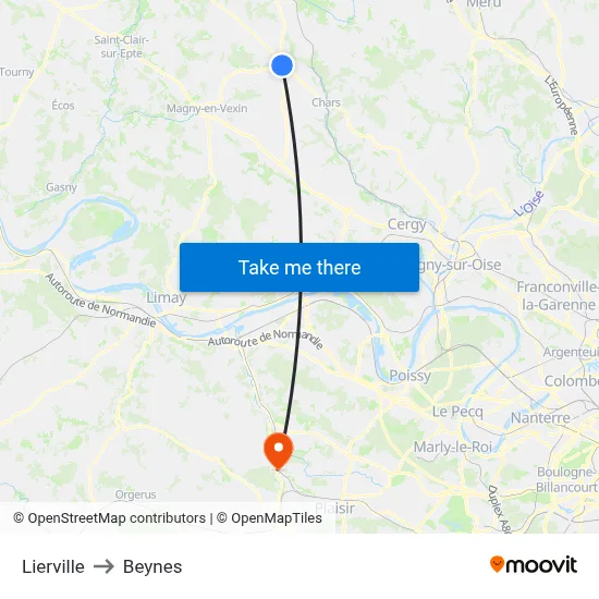 Lierville to Beynes map
